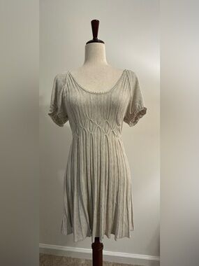 Studio M Cream Cable Knit Long Tunic Sweater Mini Dress Size M